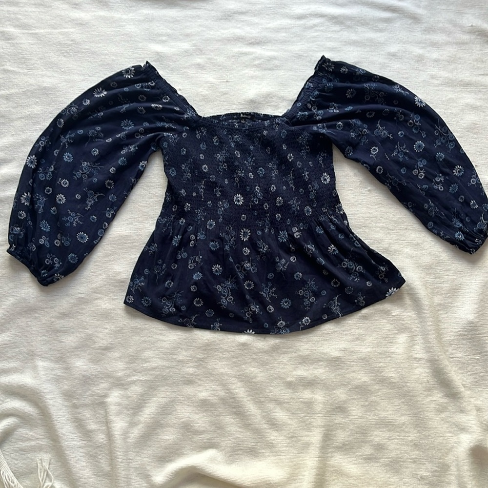 Madewell | Lucie Smocked Peplum Top in Cottage Floral | Size 4